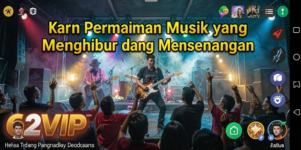 Tampilan gameplay seru di 62VIP dengan banyak pilihan lagu.