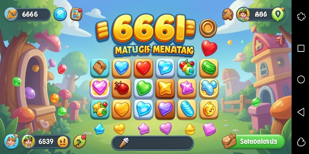 Tampilan gameplay seru di 666I dengan elemen Match-3.