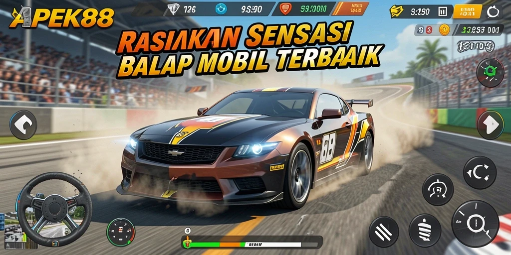 Gameplay balap mobil yang mendebarkan dan penuh aksi.