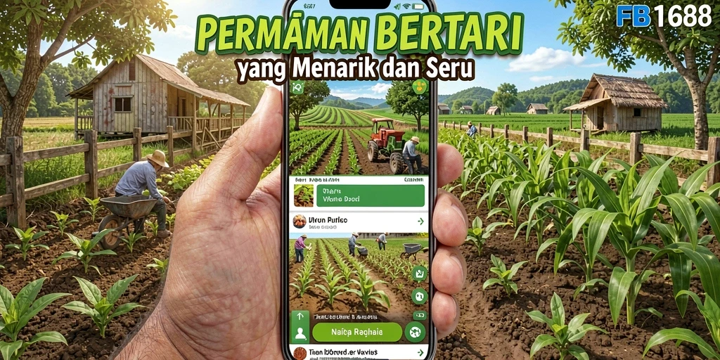 Tampilan gameplay FB168 yang menampilkan aktivitas bertani yang seru.