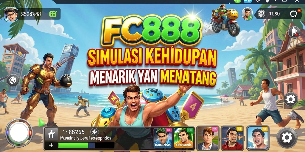 Screenshot utama FC888 menampilkan gameplay simulasi yang imersif dan grafis tinggi.