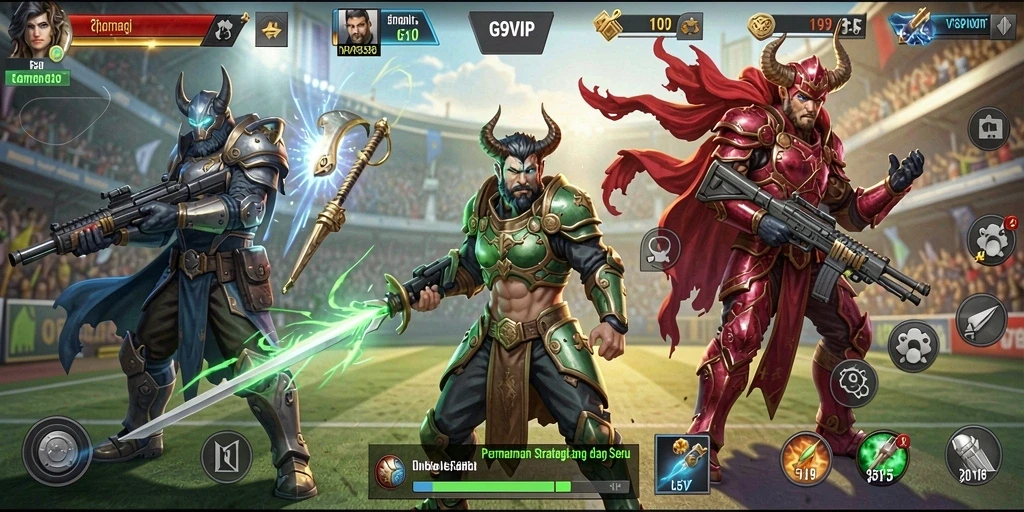 Tampilan gameplay mendebarkan dari G9VIP saat merencanakan strategi.
