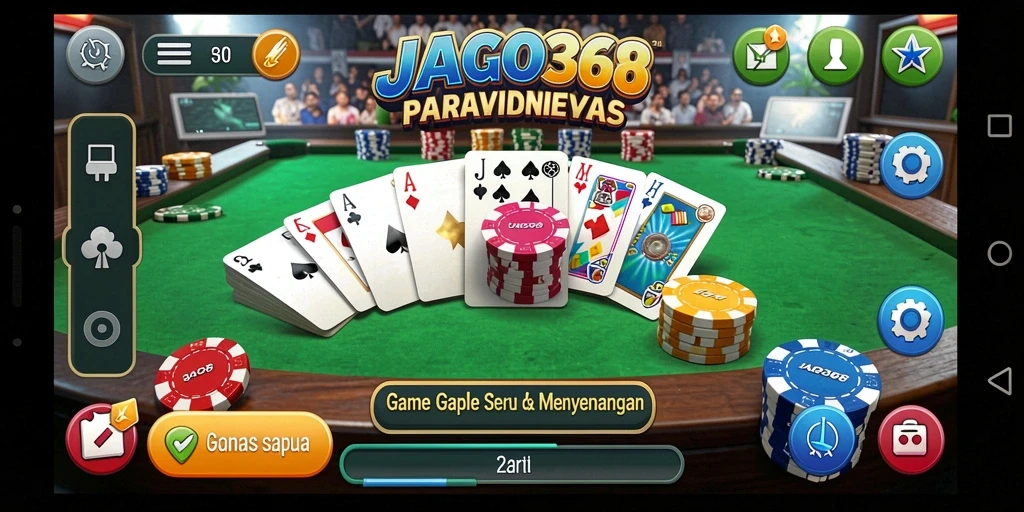 Screenshot utama JAGO368 menunjukkan tampilan gameplay Gaple yang menarik.