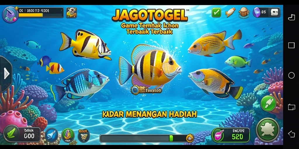 Gameplay seru JAGOTOGEL saat menangkap ikan di bawah laut.