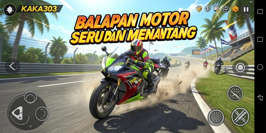 Screenshot KAKA303 menunjukkan aksi balapan motor yang mendebarkan.