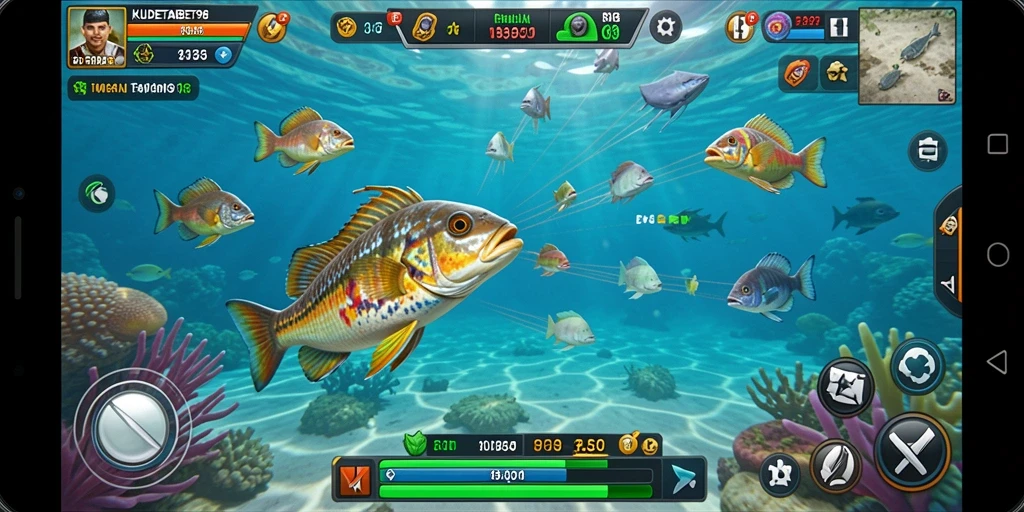 Gameplay menarik KUDETABET98 dengan ikan berwarna-warni.