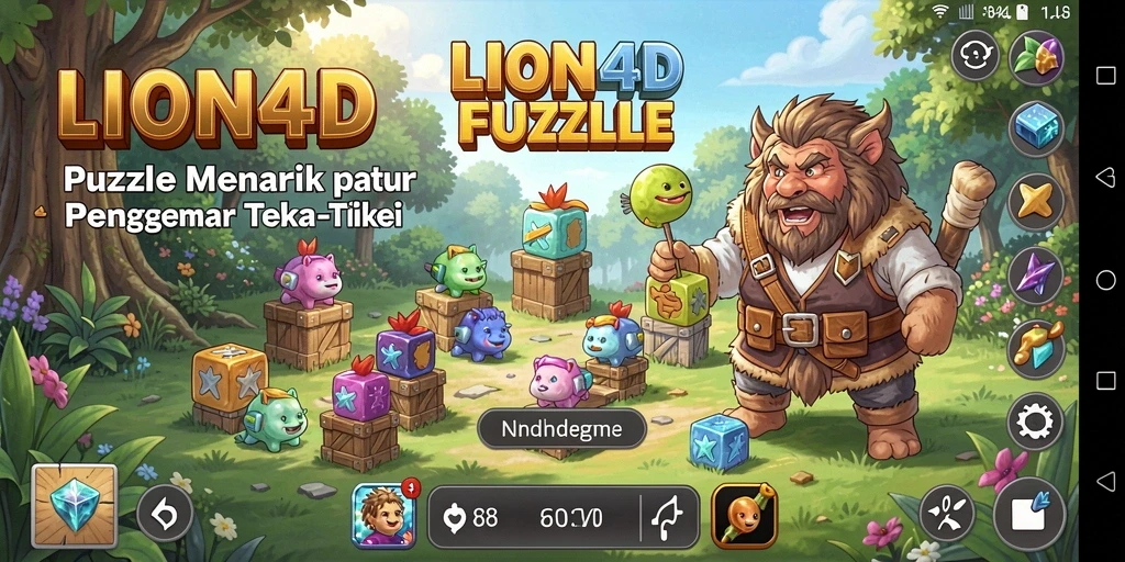 Screenshot LION4D saat gameplay dengan teka-teki menarik.
