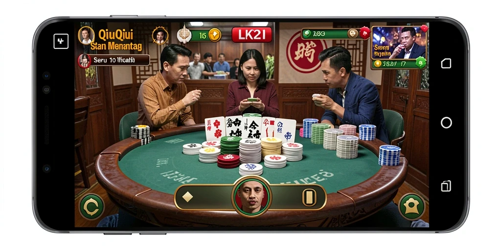 Screenshot menunjukkan aksi seru dalam permainan QiuQiu.