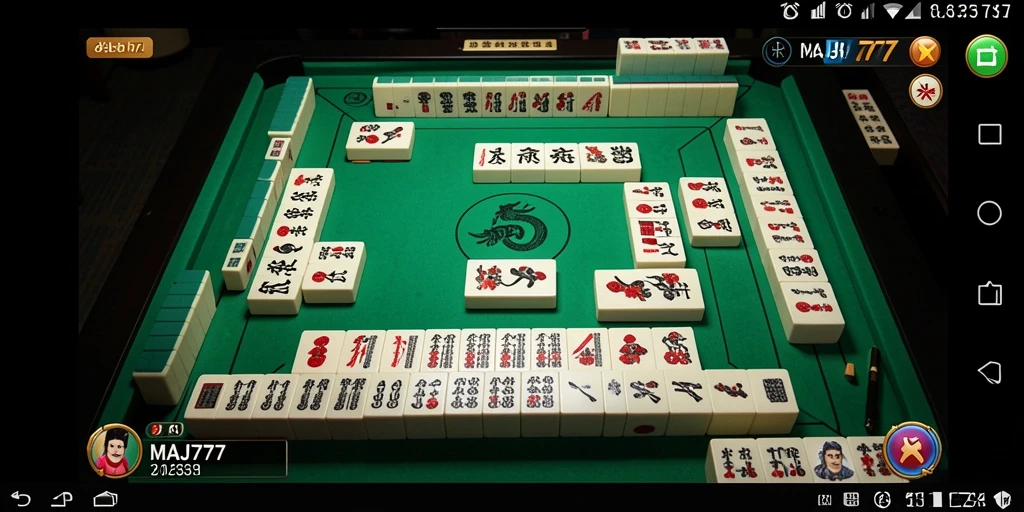 Screenshot gameplay MAJ777 - menampilkan ubin Mahjong berwarna-warni.