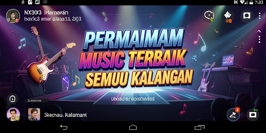 Tangkapan layar gameplay NX303 yang menampilkan tantangan musik yang seru.