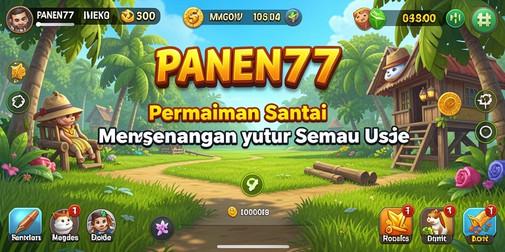 Screenshot gameplay PANEN77 yang menampilkan keseruan panen buah.