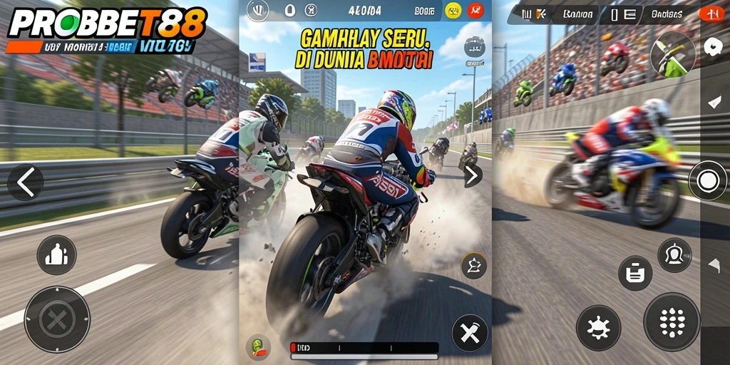 Tampilan gameplay yang seru dalam balapan motor.