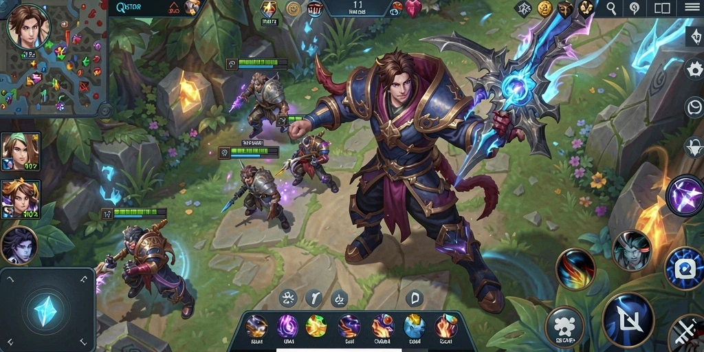 Gameplay seru dalam pertandingan MOBA yang kompetitif.