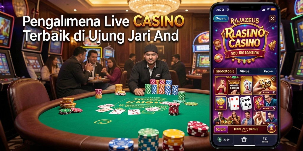 Screenshot RAJAZEUS menampilkan gameplay Live Casino yang mendebarkan.