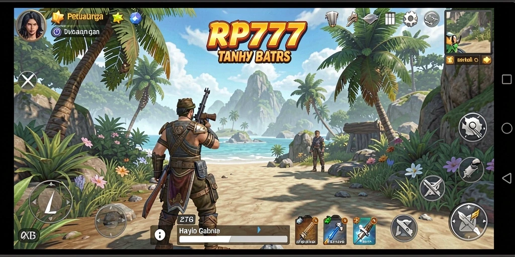 Screenshot gameplay RP777 menunjukkan keindahan dunia terbuka yang luas.