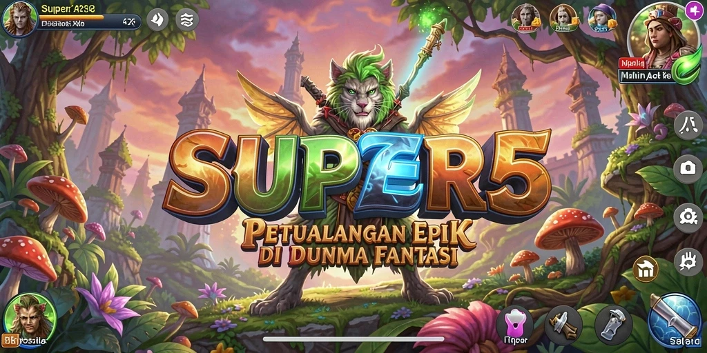 Tangkapan layar SUPER5 menampilkan aksi seru dalam pertarungan RPG.