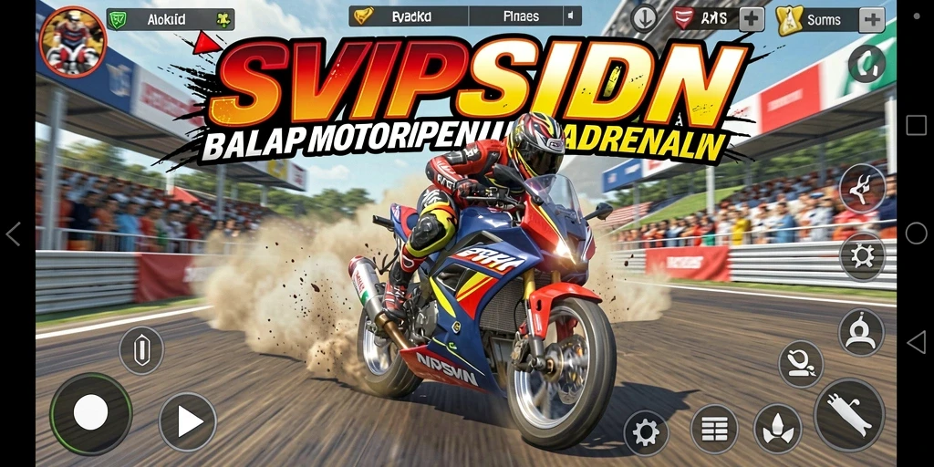 Screenshot gameplay SVIPSIDN menampilkan balapan motor yang seru dan menegangkan.