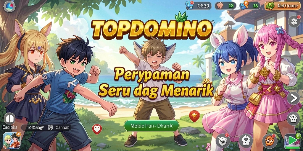 Screenshot utama TOPDOMINO menampilkan keseruan gameplay Anime.