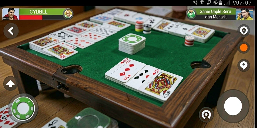 Tampilan gameplay V07 yang menarik saat bermain Gaple.