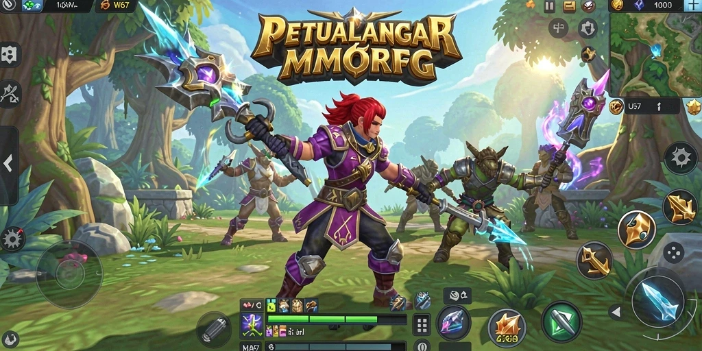 Screenshot W67 menampilkan pertempuran seru dalam dunia MMORPG.